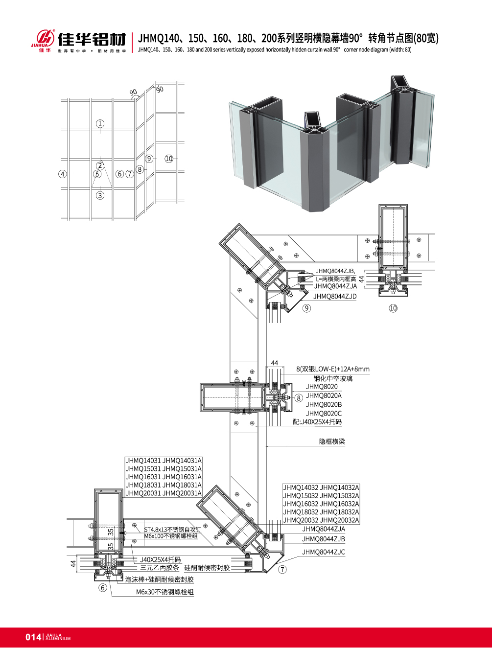 JHMQ140 / 150/160/180/200 Visible de mur-rideau