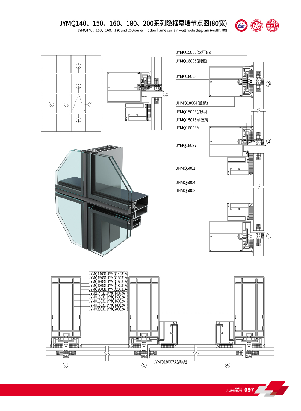 conception de mur-rideau en aluminium ext&eacute;rieur