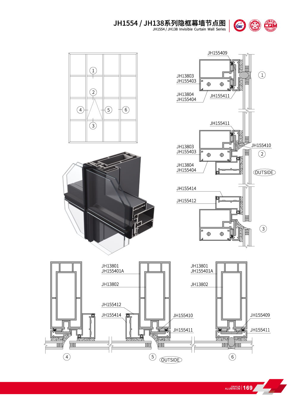 JH1554 / JH138 rideau visible pour mur Fa&ccedil;ade
